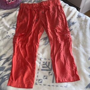 HOT CORAL LIVERPOOL PANTS Linen Blend Cargo Drawstring